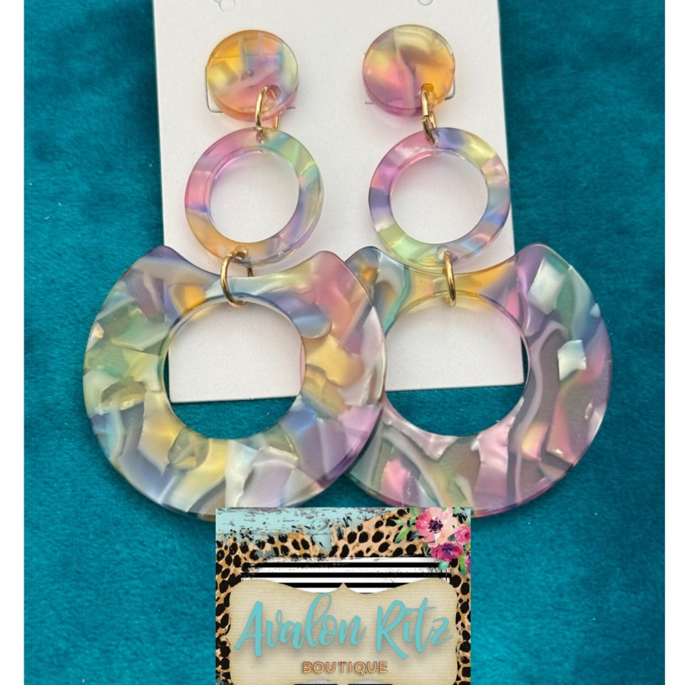 Pink Multicolor Statement Earrings NEW
